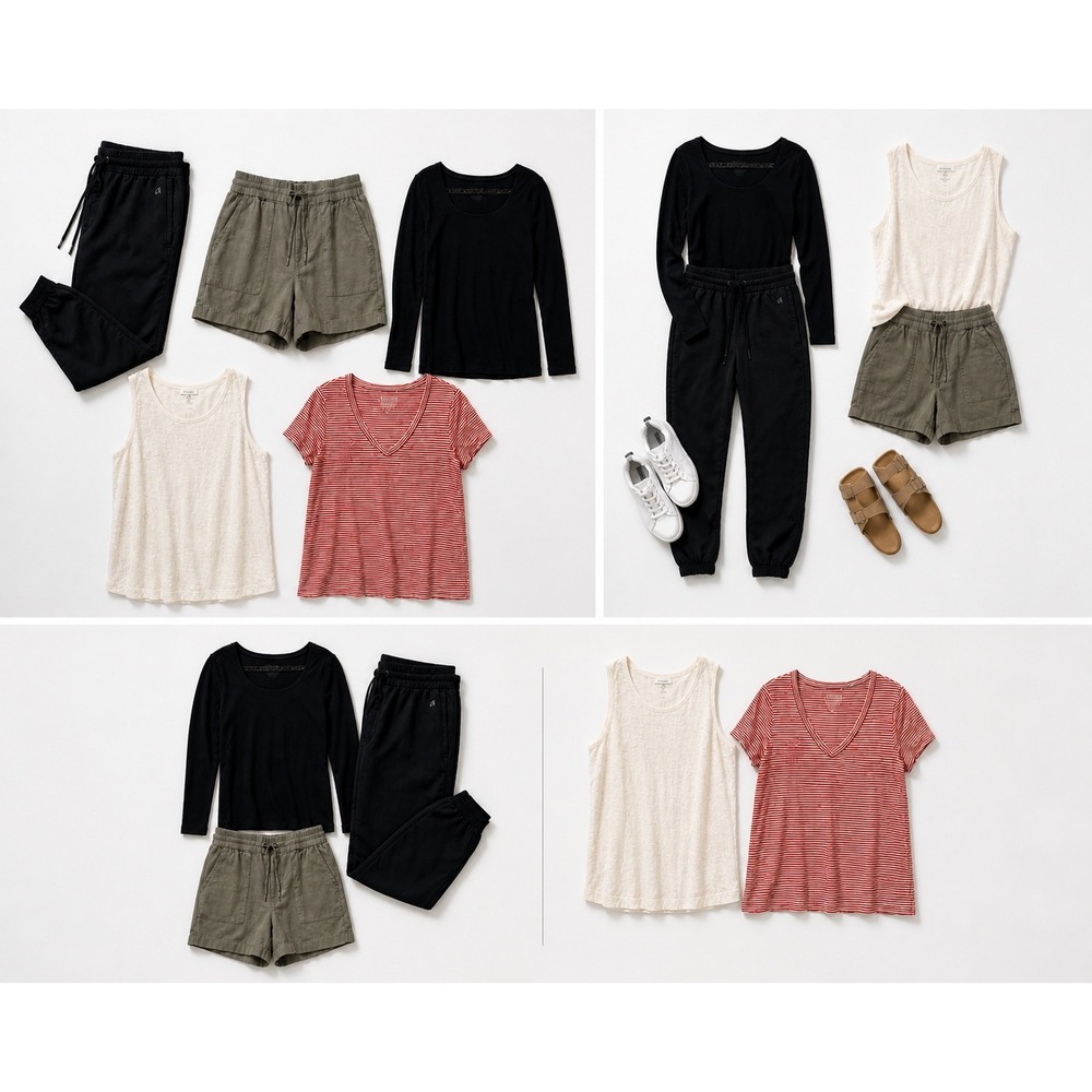 Women's Capsule Bundle 5pc– Athleisure & Linen Basics GapFit, J.Jill, WHBM Large